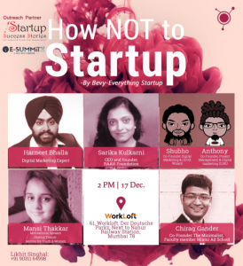 Bevy - Everything Startup & Startup Success Stories - India to Organise 'How NOT to Startup' on 17th December 2016 in Mumbai