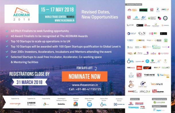 NASSCOM CoE (IoT) to co-organize “THE AEONIAN 2018” - Partnership to Immensely Benefit Hundreds of SMEs and Start-ups at the Event