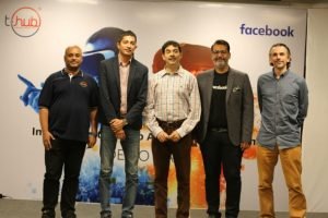 Srinivas Kollipara, COO & interim CEO of T-Hub, Jay Krishnan, Jayesh Ranjan IT Secretary, Satyajeet Singh Head of Platform Partnerships Facebook India and South Asia