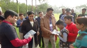 Pratibha Syntex presented t-shirts to underprivileged children under a scheme launched at its outlets
