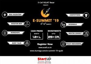 RGUKT-Basar To Organise a Two Day Entrepreneurial Event “E-Summit’19” on 9th & 10th March 2019