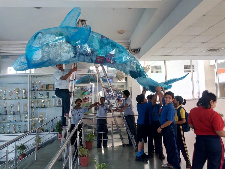 Students from Sri Sri Academy in Kolkata have made the best of plastic waste