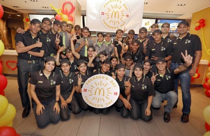 McDonald's employees in new uniform on Founder's Day Celebrations in North & East India