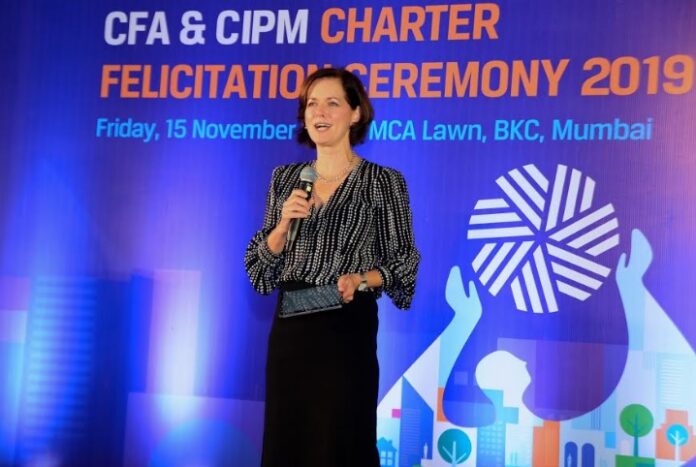 Margaret Franklin, CFA, President & CEO, CFA Institute speaking at CFA Charter Felicitation Ceremony in Mumbai