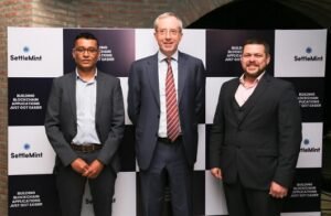 Mr. Fatmi Shahzad, CEO, SettleMint India, The Belgian Ambassador, H.E. Mr. Francois Delhaye, Mr. Matthew Van Niekerk, Co-founder & CEO, SettleMint N.V.
