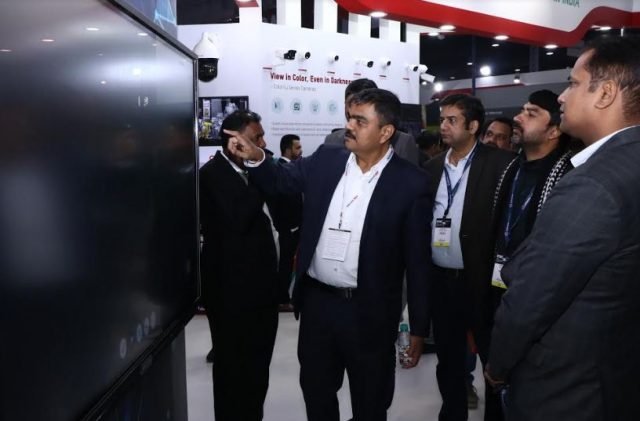 Ashish P. Dhakan, MD & CEO, Prama Hikvision India showing the Hikvision’s newly launched product Interactive Screen to the delegates at IFSEC India 2019