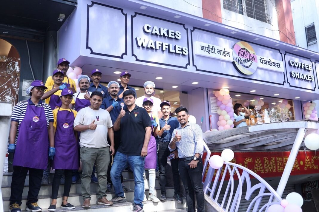 99 Pancakes Secures INR 200 Million to Fuel Nationwide Expansion Vikesh Shah, Founder, 99 Pancakes (in white) along with his team at 99 Pancakes outlet