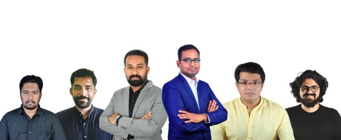 L-R Sabarish Prakash, Midhun Skaria, Arjun Sarath, Nibu Alias, Ani Abraham Joy, Biniyas V L (Founders photo)