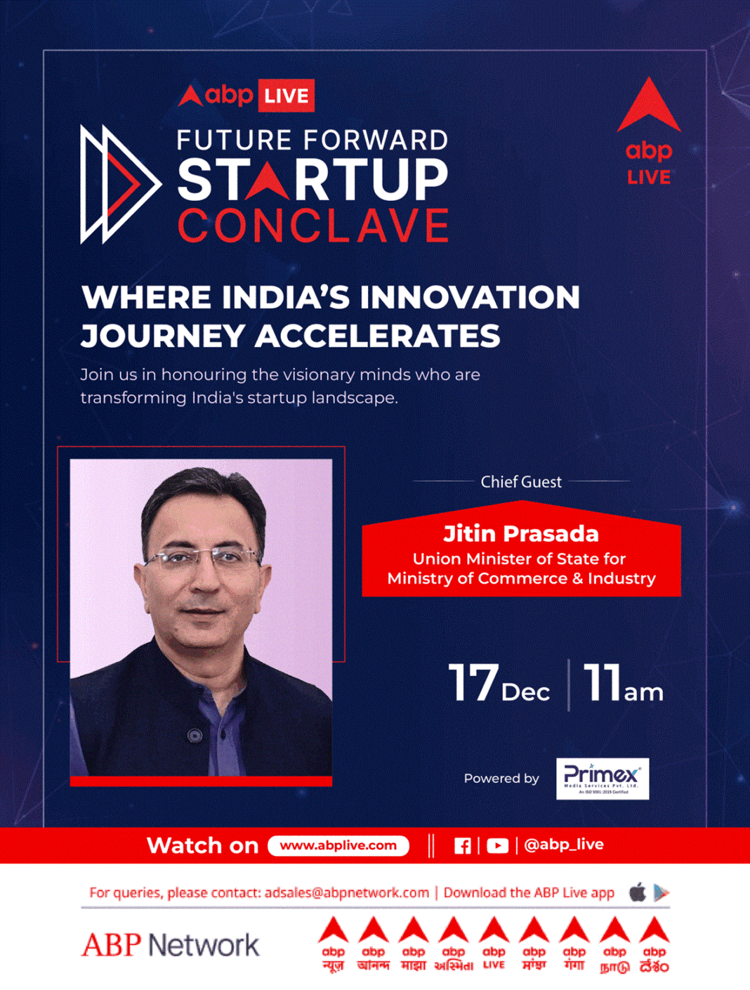India’s Startup Ecosystem Takes Center Stage at ABP LIVE’s ‘Future Forward Startup Conclave’ ABP LIVE Set to Host ‘Future Forward Startup Conclave 2024’ to Celebrate India’s Entrepreneurial Spirit