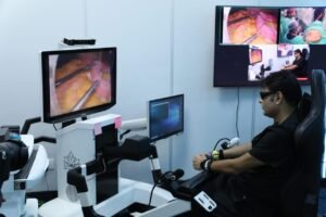 Dr. Bhandari conducting the robotic bariatric telesurgery