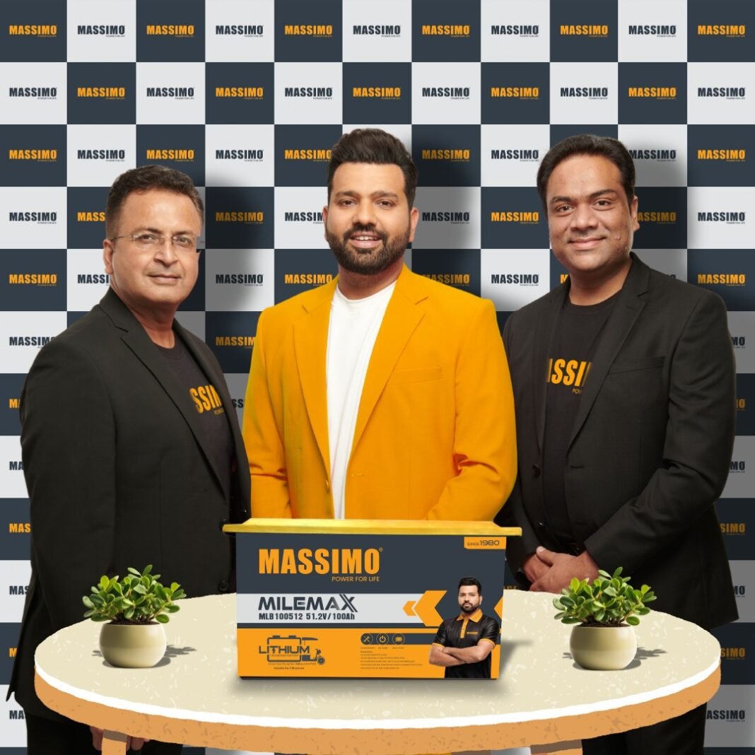 MASSIMO Launches MileMax Lithium-Ion E-Rickshaw Batteries, Accelerating India’s Green Mobility Revolution From Left to Right- Vinay Pratap Singh (Business Head - India), Rohit Sharma, Vikas Goyal (Managing Partner)