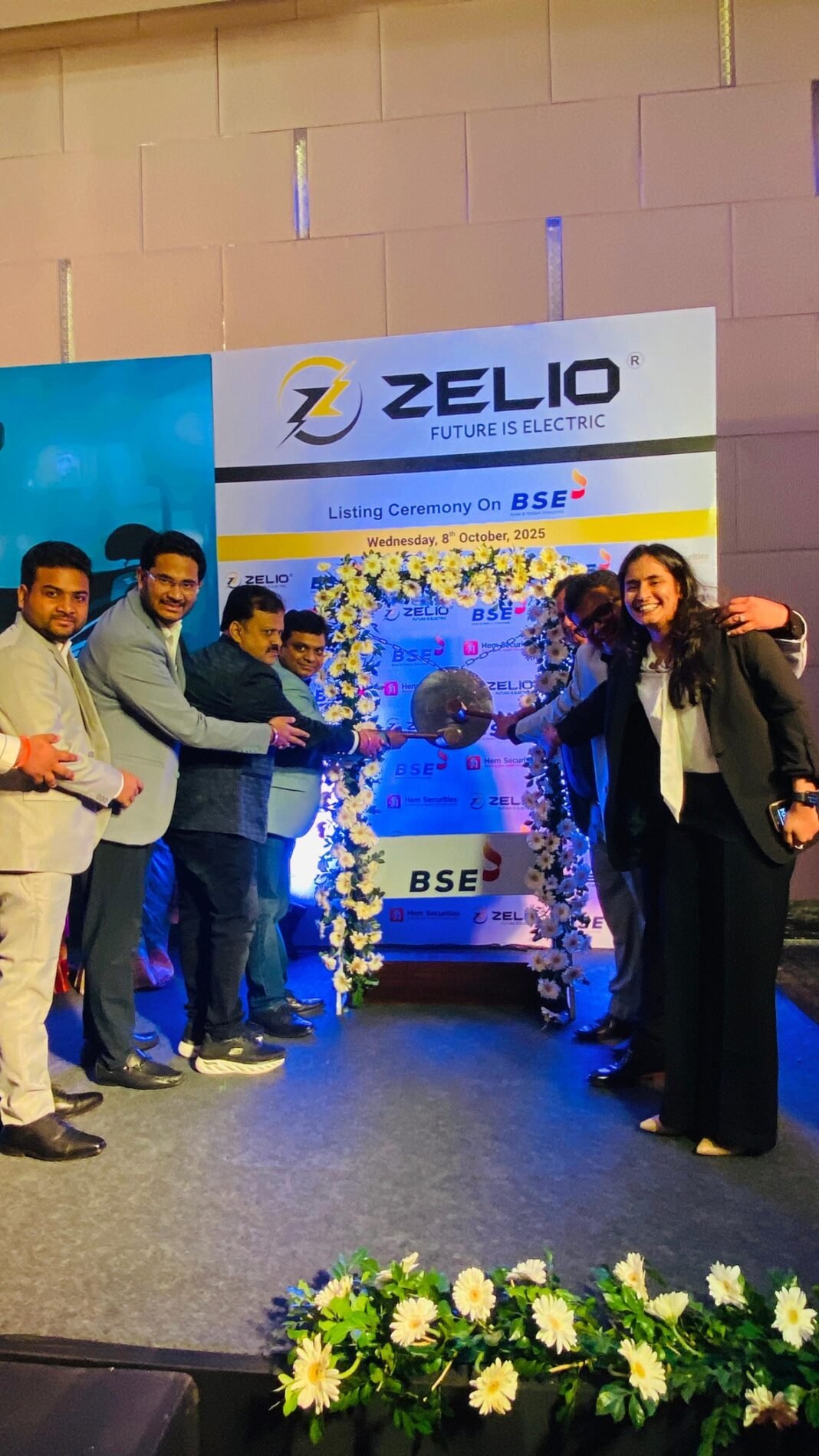 Zelio E-Mobility Makes Strong BSE Debut with 14% Premium, Hits Upper Circuit on Listing Day Zelio E-Mobility BSE Listing_Bell Ring Ceremony
