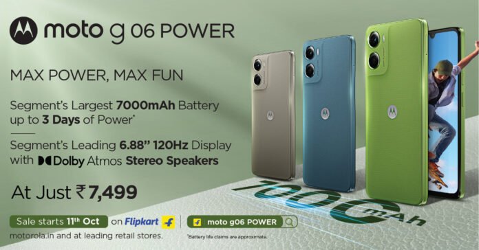 moto g06 POWER- Segment’s largest 7000mAh battery with 6.88” display at Rs. 7,499