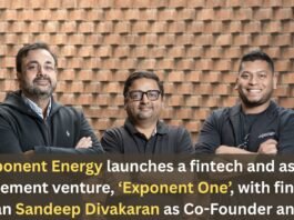 Exponent Energy Launches Fintech & Asset Management Venture ‘Exponent One’ with Sandeep Divakaran as Co-Founder & CEO Exponent Energy launches a fintech and asset management venture, ‘Exponent One’, with financing veteran Sandeep Divakaran as Co-Founder and CEO