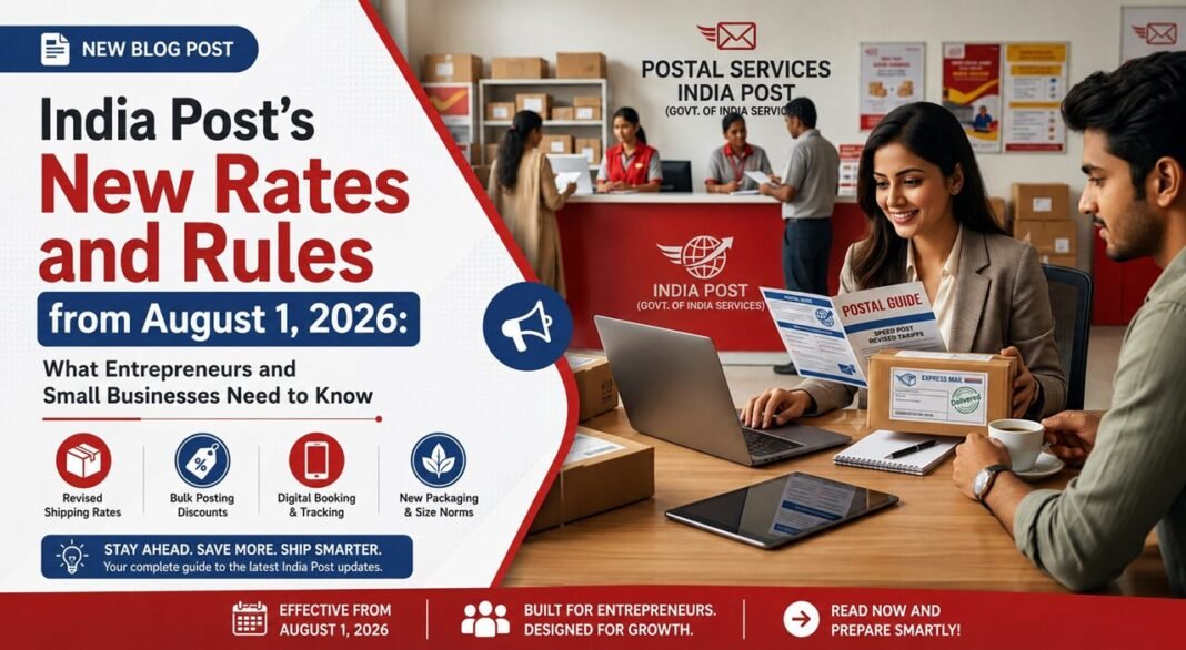 India Post’s New Rates and Rules from August 1, 2026: What Entrepreneurs and Small Businesses Need to Know India Post revises tariffs and services effective August 1, 2026